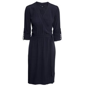 New H&M Wrap-style little black dress midi XS 2